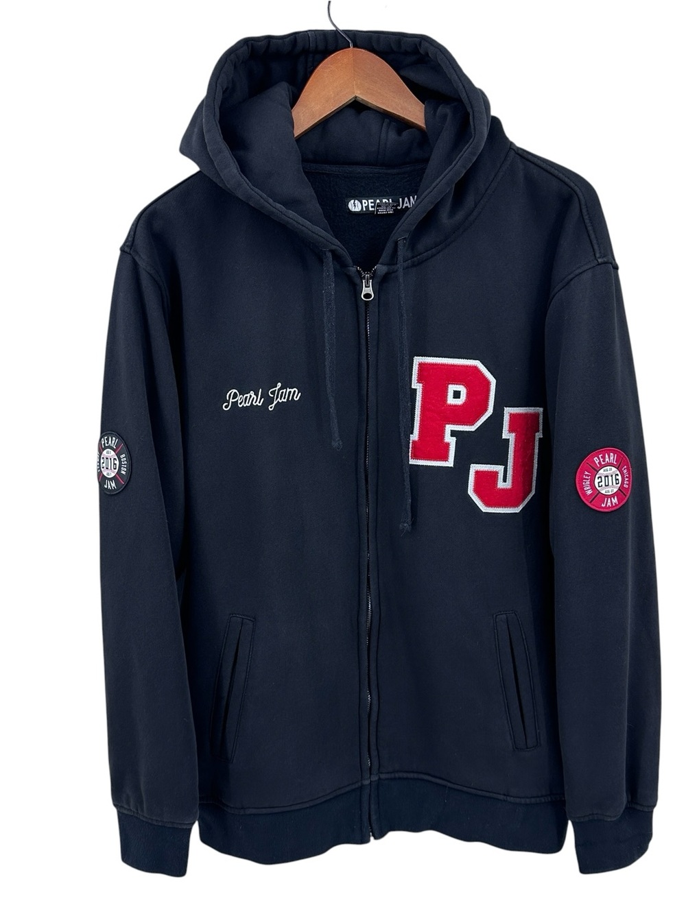 PEARL JAM Letterman Hoodie 
 2016 Chicago Wrigley Boston Fenway Tour Black
